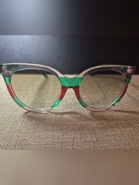 New- LUXURY Retro Frame Glasses with Pink, Green and Red Accents